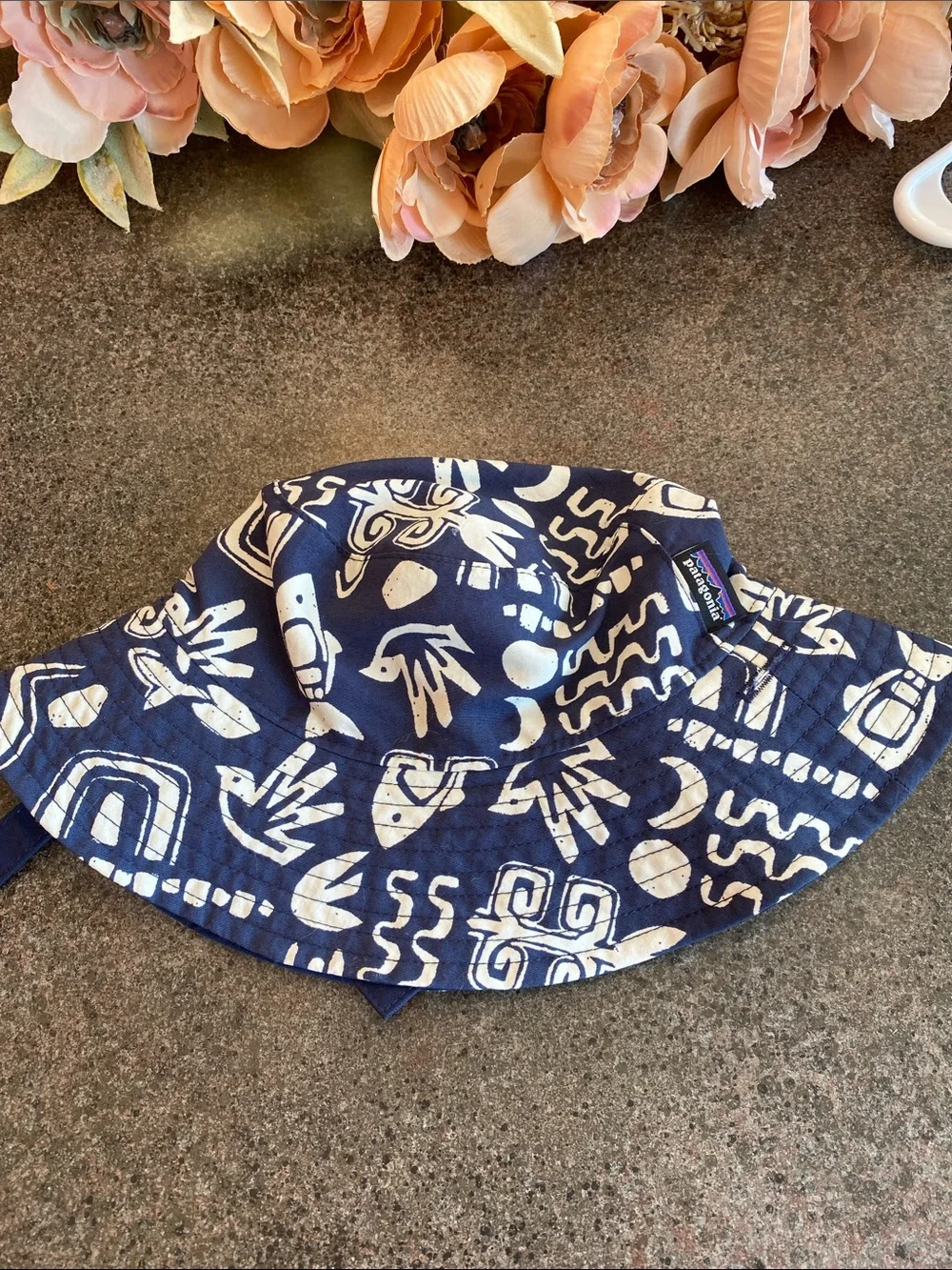 Patagonia Navy Blue & White Kids Printed Bucket Hat